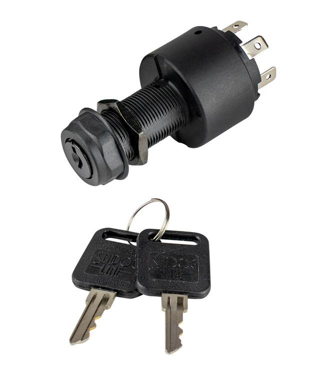 Universal Off-Ignition-Start Ignition Switch | Reliable Polypropylene Material | Long Shaft | 4 Blade Terminal for Easy Connection