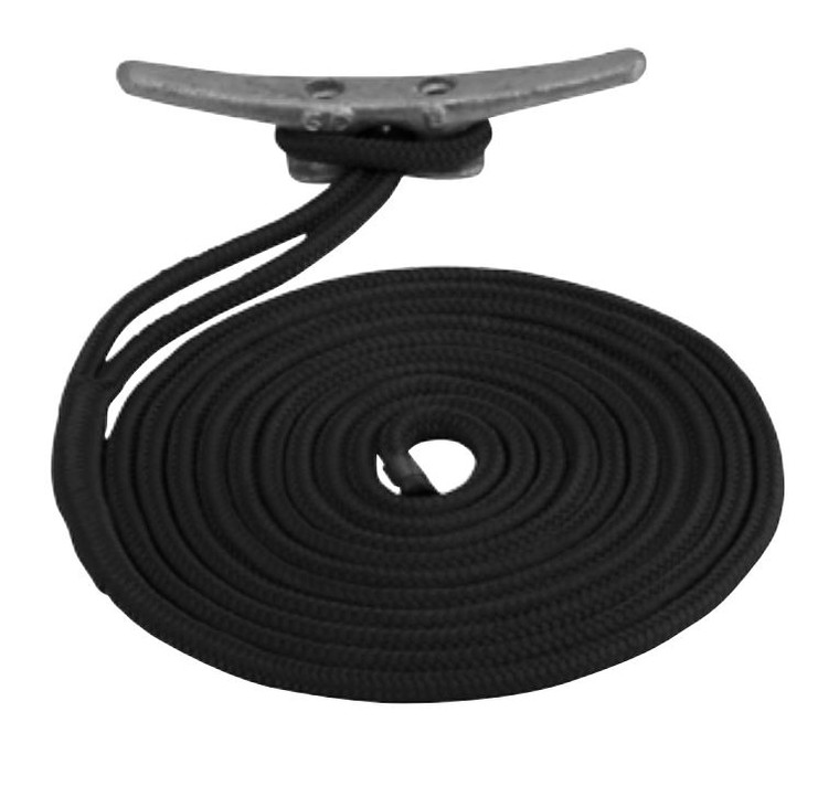 Heavy Duty Black Nylon Boat Dock Line | Double Braided, 2045lb Load, 9400lb Strength | 5/8 Inch x 20ft