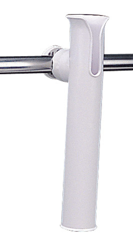 Secure & Adjustable Fishing Rod Holder | Fits Rods Up To 1-3/4" | White Polypropylene | Rail Mount