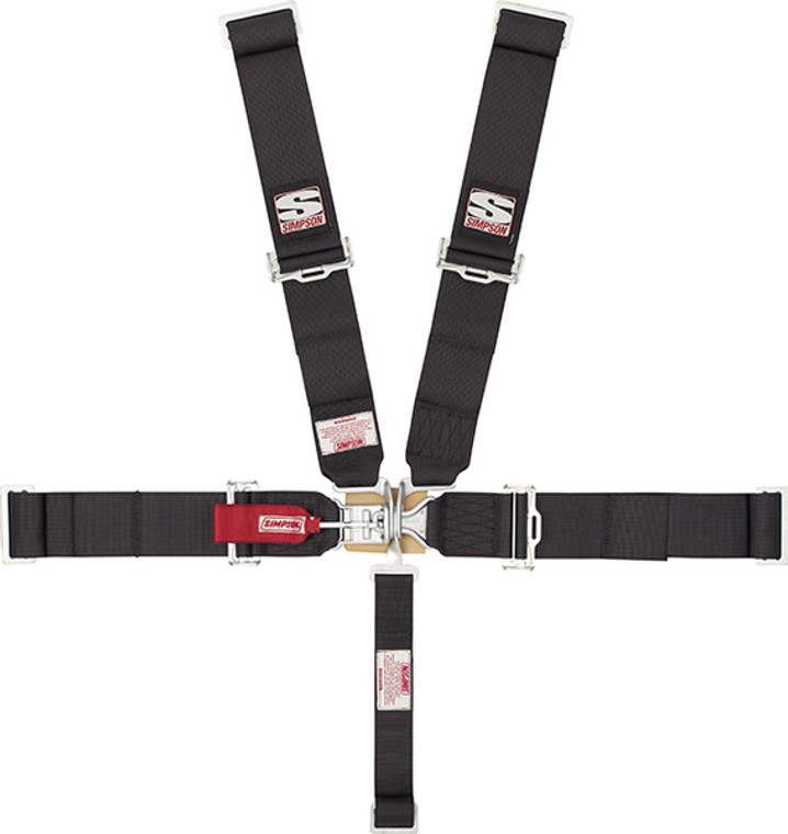 Simpson Race 5 Point Seat Belt | High Performance 16.1 SFI Rated | Black 3 Inch Width | Bolt-In & Wrap Around Mount