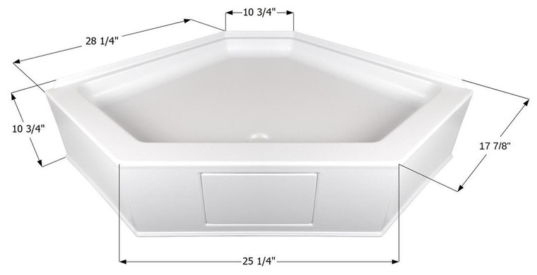 Durable Polar White Shower Pan | Neo-Angle Design | ABS Plastic | Made in USA