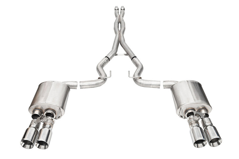 Corsa Xtreme Cat Back Exhaust System Kit | 304 Stainless Steel, Dual Exit, Quad Polished Tips