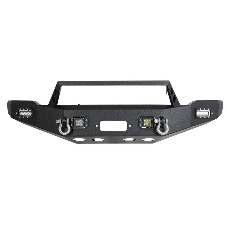 Paramount Automotive Black Powder Coated Winch Bumper | Built-In Winch Plate | LED Lights | One Piece Design