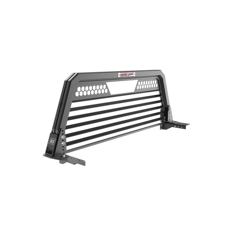 Weather Guard Louvered Headache Rack | Matte Black Aluminum w/ Mounting Brackets | Cab Protection, Channel for Accessories, Corrosion-Resistant