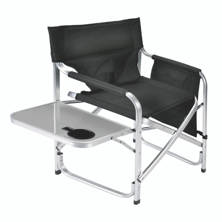 Faulkner Camping Chair | Comfortable Director Chair | Sturdy Aluminum Frame | 300lb Capacity | Folding Tray & Cup Holder
