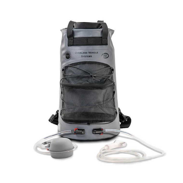 Overland Vehicle Systems Camp Shower | 23 Quart Capacity | Foot Pump | Hands-Free Nozzle