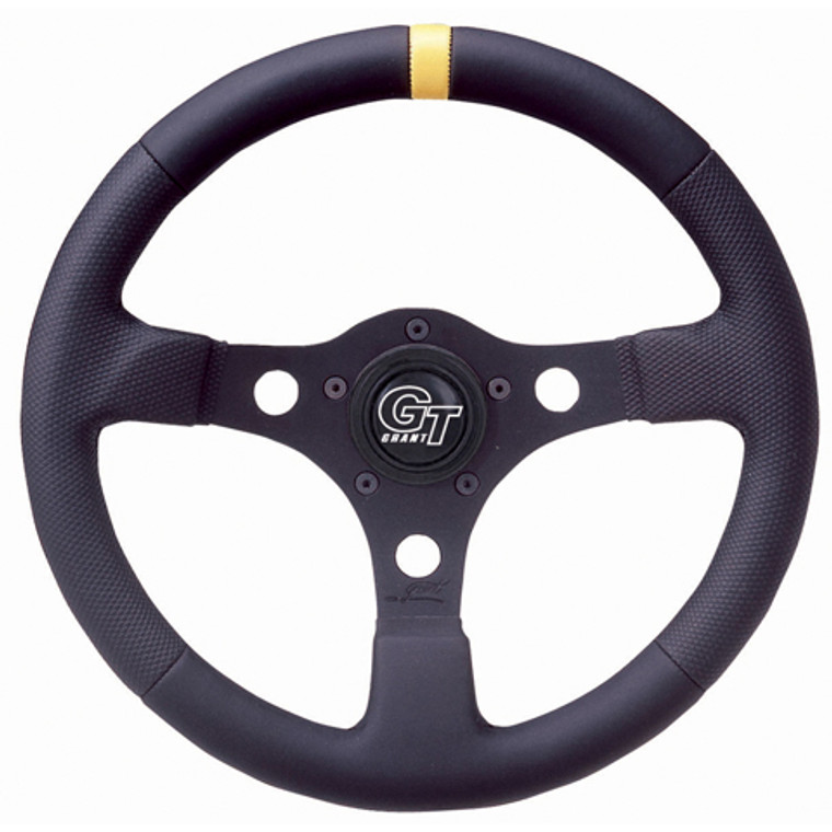 Grant Products Top Marker Competition Steering Wheel | 13 Inch Diameter | Black Leather Grip | 3 Spoke Design