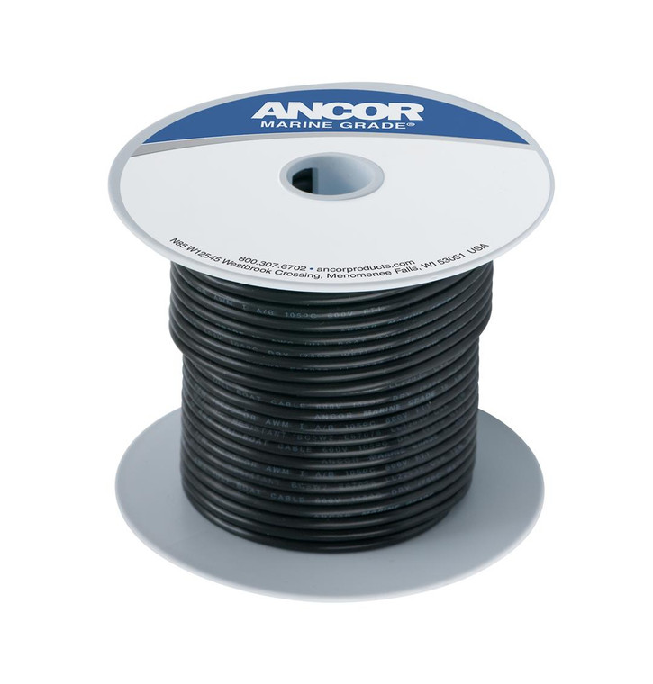 Ultimate Protection 8 Gauge Marine Primary Wire | Black 50 Feet | Tinned Copper Conductor, PVC Insulation