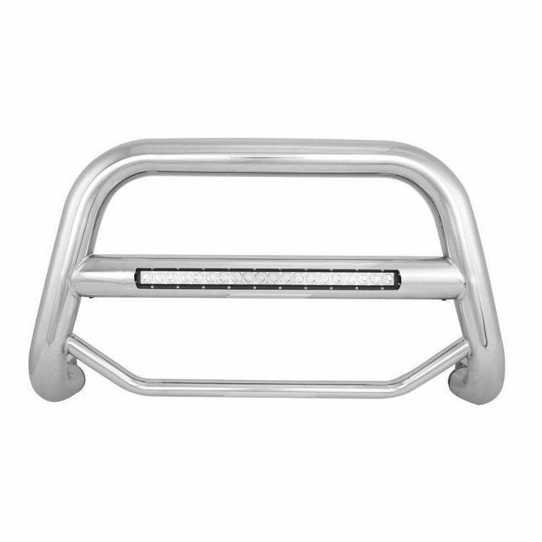 Custom Fit Stainless Steel Bull Bar | Polished Finish | 20 Inch LED Light Bar | No Drill Installation