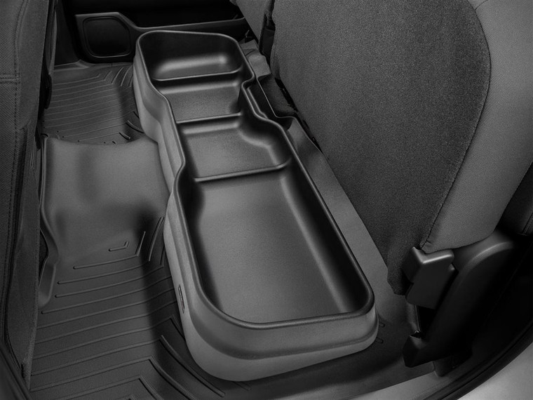 Custom Fit Black Under Seat Storage | 1-3 Compartments, Built-In Dividers, Strap | Chemical Resistant, Odorless, Easy Install