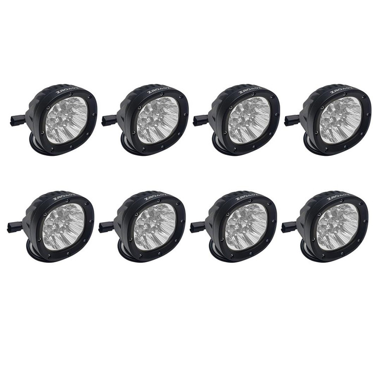 ZROADZ Driving/Fog Light Z3090WRD-KIT8 Driving/Fog Light; LED Bulb; 9 Osram 5 Watt LED Bulbs; 4 Inch Round; 45 Watt Each Bulb; 3.75 Amp Draw At 12 Volts; Combo Flood And Spot Beam; 4275 Lumens Each; Clear Polycarbonate Lens