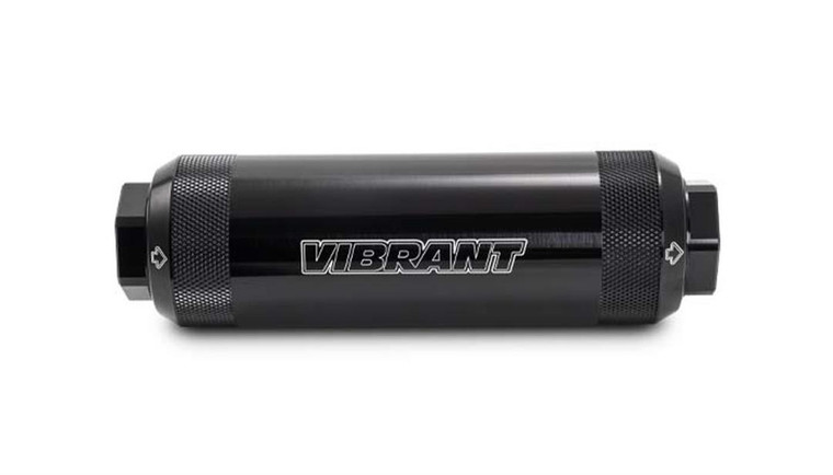 Upgrade Your Fuel System with Vibrant -12AN Fuel Filter | High-Performance Aluminum, 40 Micron Filter, Black Anodized