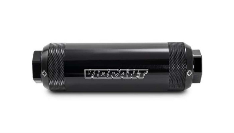 Vibrant Performance Fuel Filter 16288 Exhaust Muffler; -12AN; Includes 100 Micron Filter; Black Anodized; Aluminum