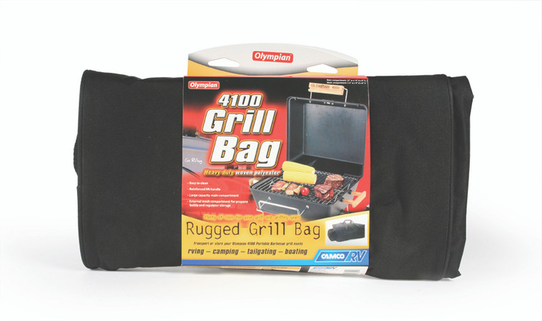 Camco Storage Bag 57632 Barbeque Grill; For Olympian Grills; Zippered Closure or Duffle Style With Drawstring Closure; Black; Heavy-Duty Weather Resistant Polyester