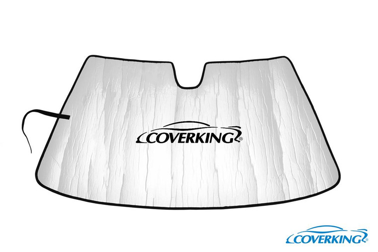 Coverking Windshield Shade CSSZ65DG9592 Sunshield; Removable Accordion Fold; Reflective Mylar Foam; Direct-Fit; Fits Full Windshield; Silver; Uses Sun Visors To Hold In Place