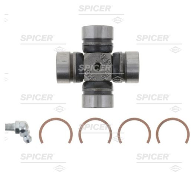 Dana Spicer Universal Joint 5-170X Spicer 1000; Inside Snap Ring; Smooth Cups; .938 Inch Cups; 1.500 Inch Yoke Span; Steel; Greaseable