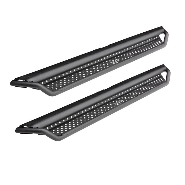 Go Rhino Running Board D14439T Dominator D1; Black; Powder Coated; Steel; With Full Length Drop Down Step; Unlighted; Rocker Panel Mount; With Full Length Slider