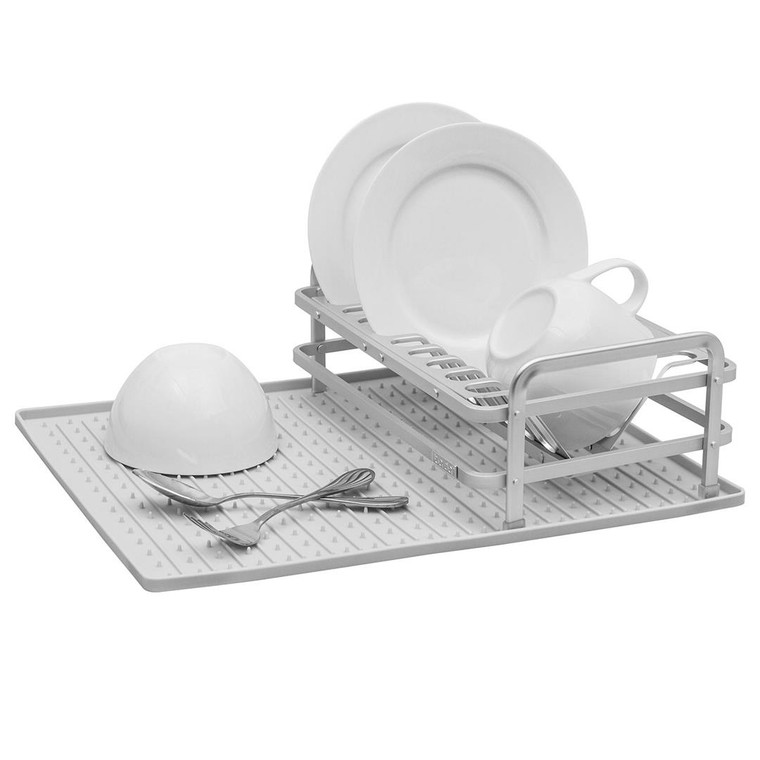 Jascor Dish Drainer TDPRSMLG Ta Da; For Countertop Use; Light Gray; Aluminum Rack With Silicone DrySmart Mat; 9 Plate Capacity