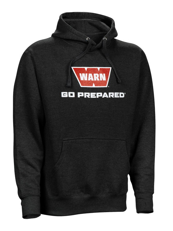 Warn Sweatshirt 40756 Men s; Large; Pullover; Long Sleeve; Black; Cotton Poly Blend; With Hood; Go Prepared Warn Logo