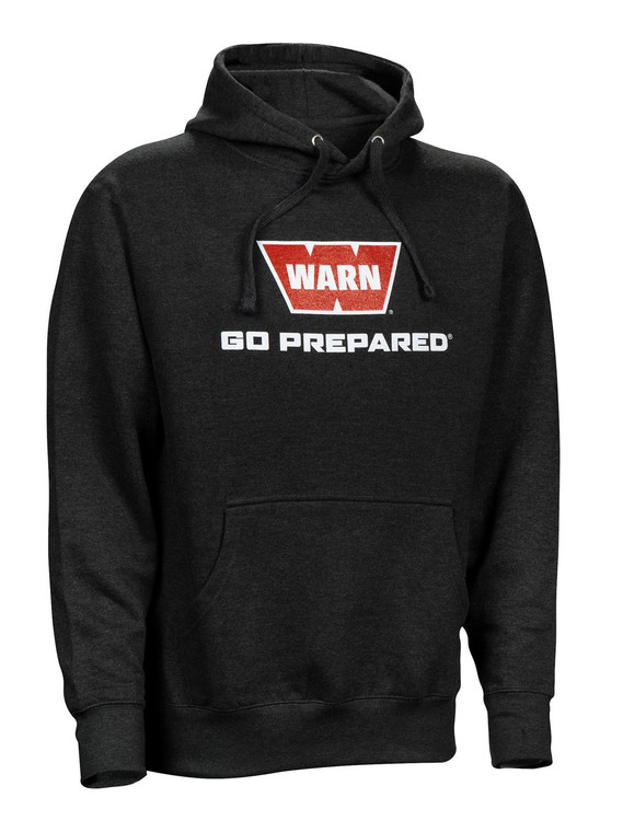 Warn Sweatshirt 40759 Men s; 3 Extra Large; Pullover; Long Sleeve; Black; Cotton Poly Blend; With Hood; Go Prepared Warn Logo