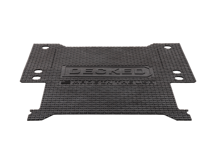 Decked Tool Box Mat A0076-BMXS-BLK Cut to Fit; Without Raised Edges; Black; Nyracord Rubber; Tail Gate Liner/Mat Not Included