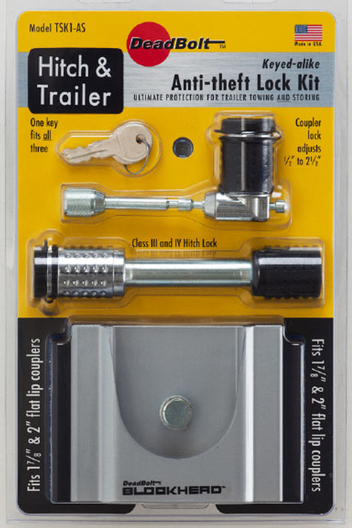 Ultimate USA Security | Trailer Coupler Lock for 2 Inch/ 2-5/16 Inch Flat Lip Couplers | Arctic Silver