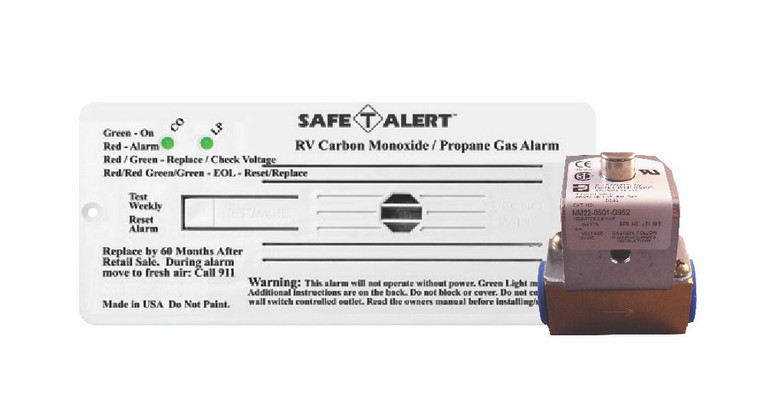 MTI Industry Carbon Monoxide/Propane Leak Detector 35-742-R-WT-Kit Carbon Monoxide/Propane Leak Detector; Safe-T-Alert; Detects Both LP And CO Gas; Alerts To Leak With Beeping; With LED Indicator; Flush Mount; 12 Volt Hardwire; White