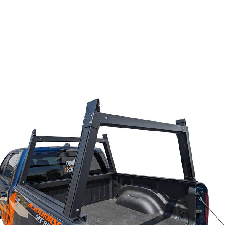 Black Horse Offroad Ladder Rack CSURHD65 Work Horse; Bed Side Mount; Drilling Required; 28 Inch Height; 1200 Pound Static/500 Pound Dynamic Weight Capacity; Without Over The Cab Rack; Not Compatible With Tonneau Cover; Brushed; Silver; Aluminum