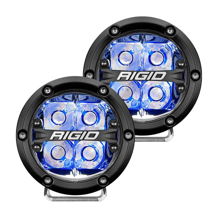 Rigid Lighting Driving/Fog Light 36115 Driving/Fog Light; 360 Series; LED Bulb; Clear Bulbs; 4 Inch Round; 28 Watt; Spot Beam With Backlight; 3060 Raw Lumens; Clear Lens; Black Housing; Surface Mount; Set Of 2; For Off-Road Use Only