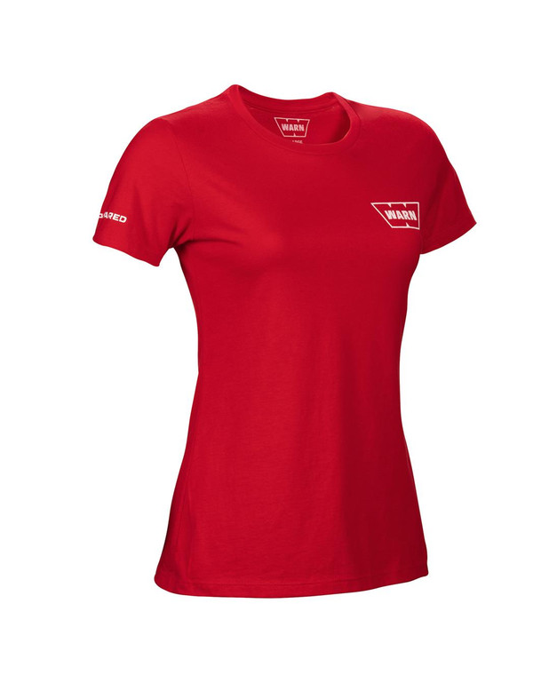 Warn T Shirt 40808 Women s; Small; Short Sleeve; Red; Cotton Poly Blend; Go Prepared Warn Logo