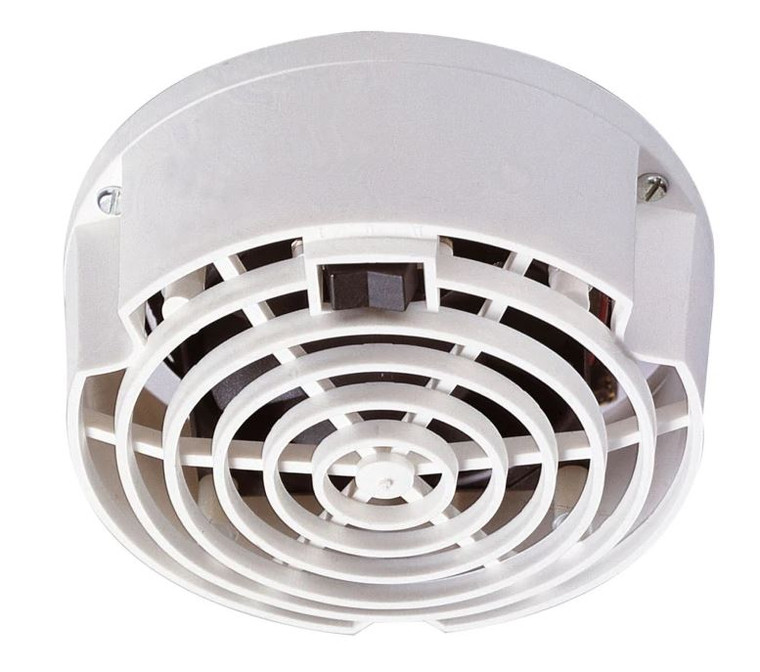 Vetus Exhaust Fan FAN12 Used For Saloons/Cabins/Toilets Aboard Boats; 2 Speeds; 42 CFM; 0.19 Ampere Power Consumption; 5-1/2 Inch Diameter x 2-3/8 Inch Height; Round; 12 Volt; Ignition Protected; With White Grille