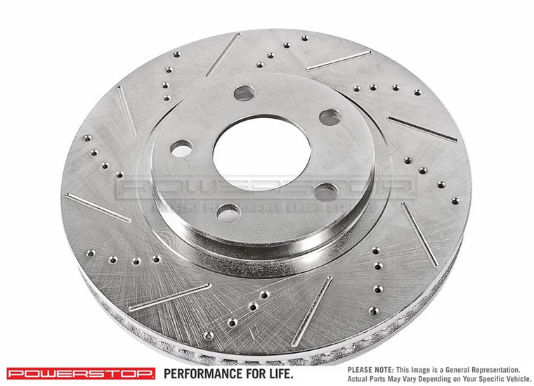 Power Stop Brake Rotor AR82153XL Evolution TRU-CAST; Drilled And Slotted; Sliver Zinc Plated Cast Iron; Single