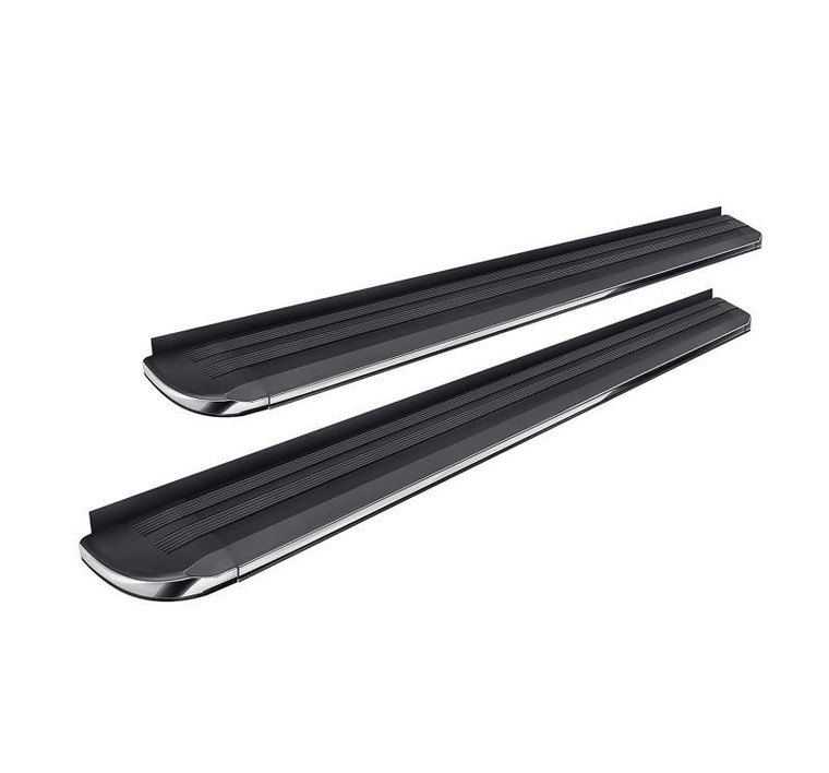 Black Horse Offroad Running Board EX-J570 Exceed; 5-1/2 Inch Width; Black With Chrome Trim; Aluminum; Unlighted; With Mounting Hardware