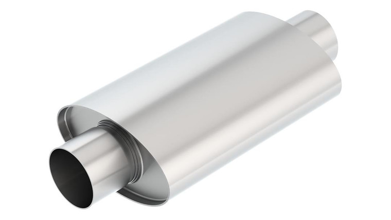 Borla Exhaust Muffler 400371 XR-1 Series; T-304 Stainless Steel; 7.88 Inch Width X 4-1/4 Inch Height Case; Single 3 Inch Oval Center Inlet; Single 3 Inch Oval Center Outlet; 16 Inch Body/21 Overall Length