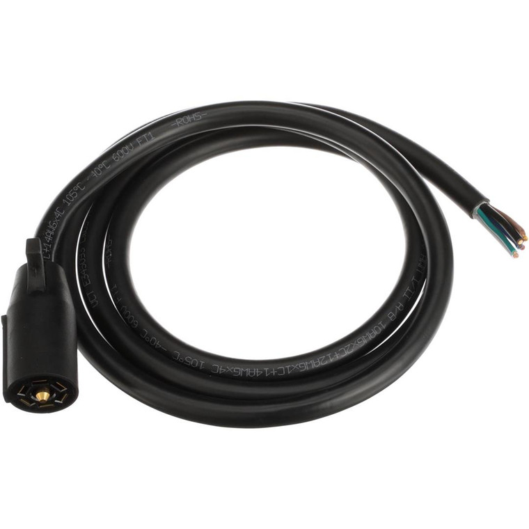 Pollak Trailer Wiring Connector 10-117V Pollak Pro; Vehicle End; 7 Way RV Blade; Black; With 96 Inch Harness