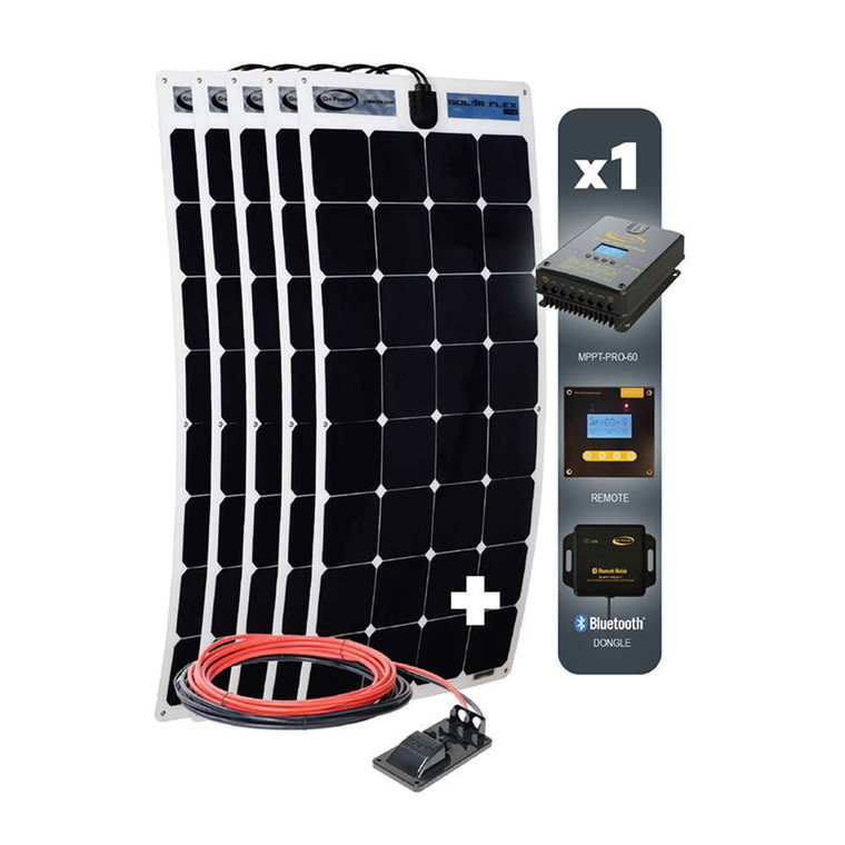 Go Power Solar Kit GP-FLEX-550 Solar Flex; Flexible Monocrystalline Solar Panel; Adhesive Or Screw Mount; 60 Amp Solar Controller With Bluetooth Technology GP-MPPT-PRO-60