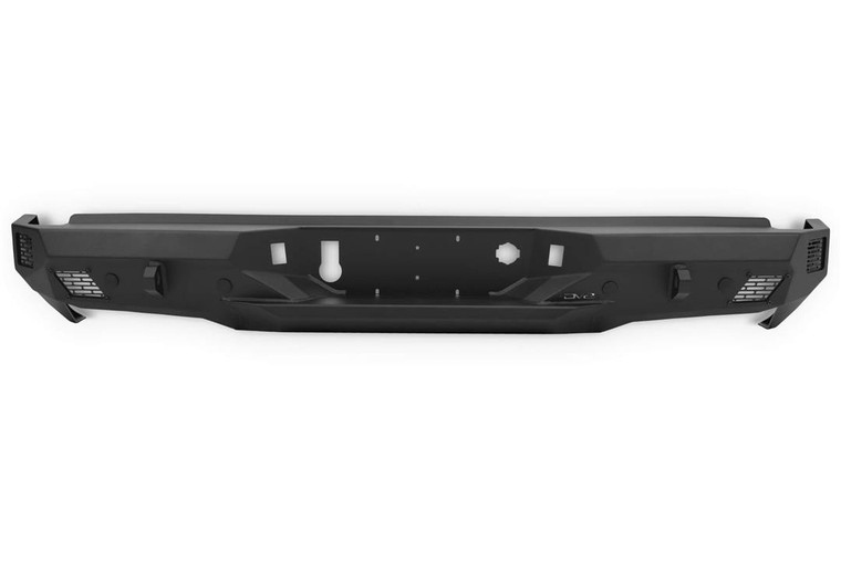 DV8 Offroad Bumper RBCS1-03 Spec Series; Modular Design; Direct Fit; Mounting Hardware Included; With 2 D-Ring Shackles; With Two 3 Inch Light Pod Cutouts; Compatible With OE Hitch; Powder Coated; Black; Steel