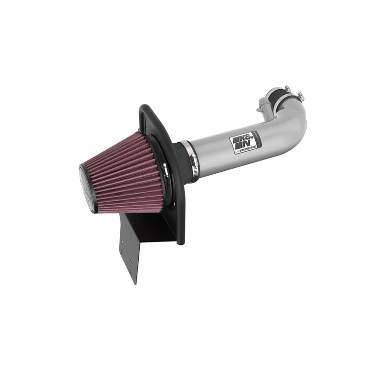 K & N Filters Cold Air Intake 69-9900TS 69 Series Typhoon; Textured Silver Aluminum Tube; Red Filter; With Heat Shield