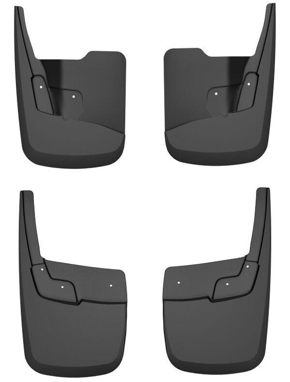 Fits 2023-2024 Chevrolet Colorado Husky Liner Mud Flap 58316 Custom Mud Guards; Direct Fit; Set of 4; Contoured; Without Logo; Black; Thermoplastic; Screw On