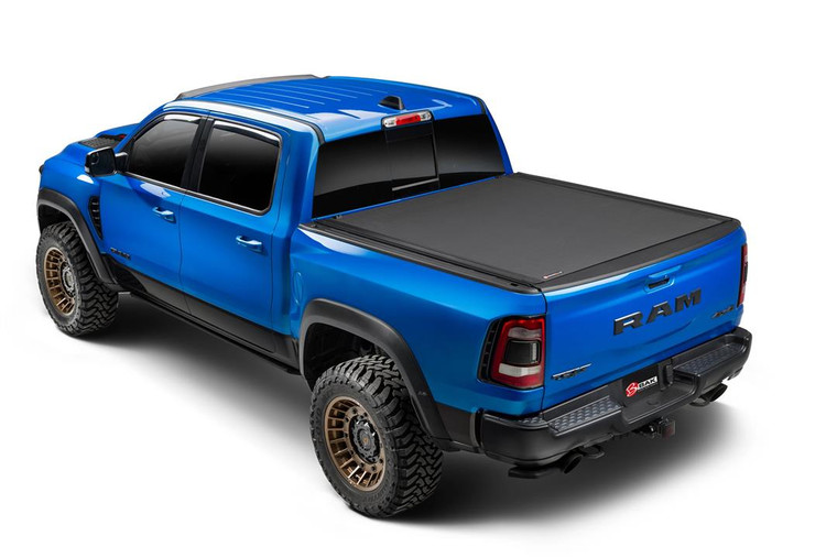 Fits 2024-2024 Toyota Tacoma BAK Industries Tonneau Cover 80447RK Revolver X4TS; Hard Roll Up; Low Profile; Matte Black; Aluminum With Vinyl Top Cover; Non-Lockable; With T-Slot Rails