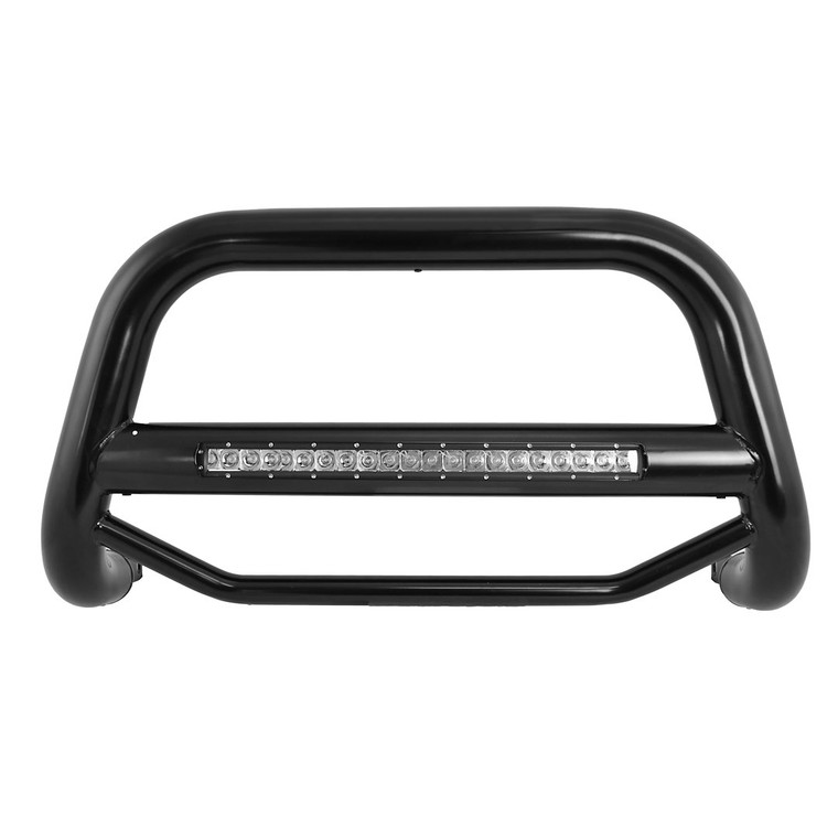 Fits 2002-2006 Honda CR-V Black Horse Offroad Bull Bar MAB-HOB3301B Max Beacon; 2-1/2 Inch Diameter Tube; Powder Coated; Black; Steel; Without Skid Plate; With 20 Inch LED Light Bar