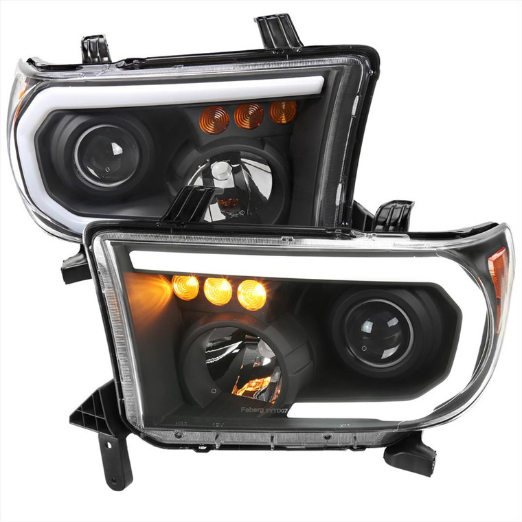 Spec-D Tuning Headlight Assembly 2LHP-TUN07JM-G3-GO Clear Lens; ABS Plastic Matte Black Housing; Set Of 2; Bulbs Not Included