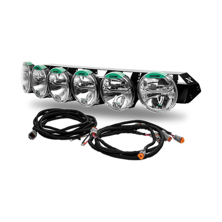 Fits 2021-2025 Ford Bronco Project X Light Bar CP538868-KIT Series One; LED Bulb; 44 Inch Length; 15 Watt XHP50.2/Cree LED Bulbs; 216 Watt/18 Amp At 12 Volt; Combo Beam; 22800 Raw Lumens; Clear Hard Coated Polycarbonate Lens