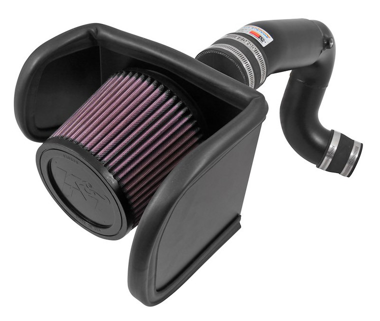 Fits 2011-2013 Buick Regal K & N Filters Cold Air Intake 69-4532TTK 69 Series Typhoon; Textured Black Aluminum Tube; Red Filter; With Heat Shield