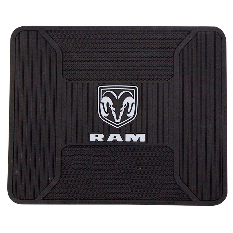 Plasticolor Utility Mat 001262R25 Elite Series; Flat Edges; Rear; Dodge Logo; Gray; Rubber