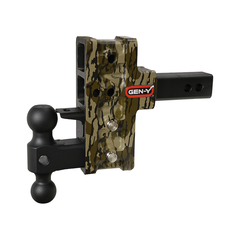 Gen-Y Hitch Trailer Hitch Ball Mount GH-424-MO MEGA-DUTY; Fits 2 Inch Receiver; 2 Inch Offset Shank; 10000 Gross Trailer Weight; Adjustable; Non-Stowable; 5 Inch Drop/2-1/2 Inch Rise; 10000 Pound 2 Inch Ball/16000 Pound 2-5/16 Inch Ball