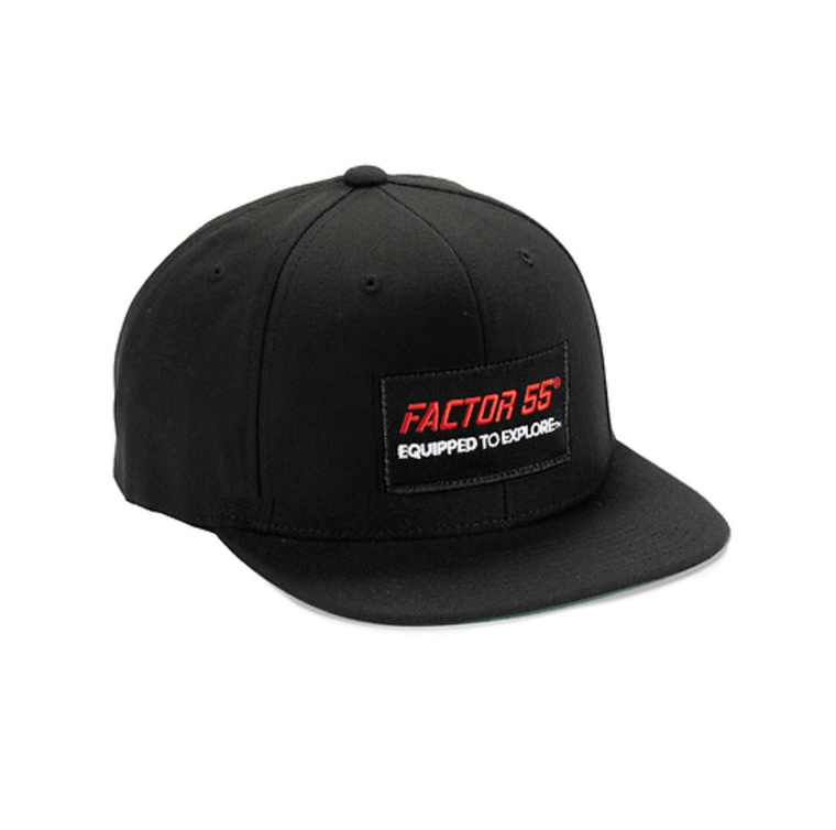 Factor 55 Hat 40876 ICONIC; One Size Fit All; Snap Back; Black; 80 Percent Acrylic/20 Percent Wool; Embroidered Factor 55 Equipped To Explore Logo