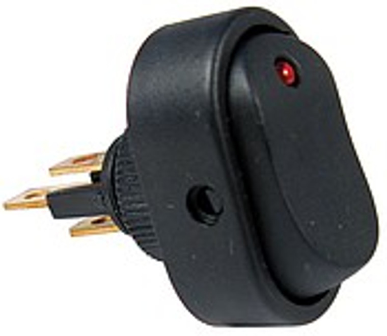 Peterson Mfg. Multi Purpose Switch PMV5584PT 12 Volt; 25 Amp; Rocker Switch; Oblong Shape; LED Illuminationed; Black; Fits On 1/2 Inch Mount Hole