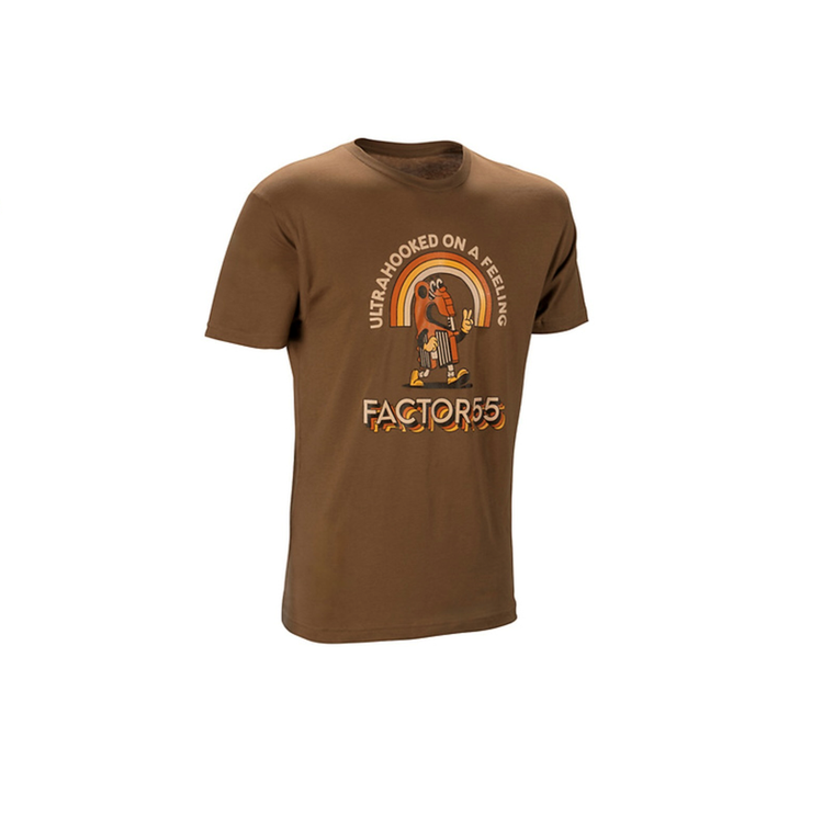 Factor 55 T Shirt 40840 ULTRAHOOKED; Men; Large; Short Sleeve; Tan; 90 Percent Cotton/10 Percent Polyester