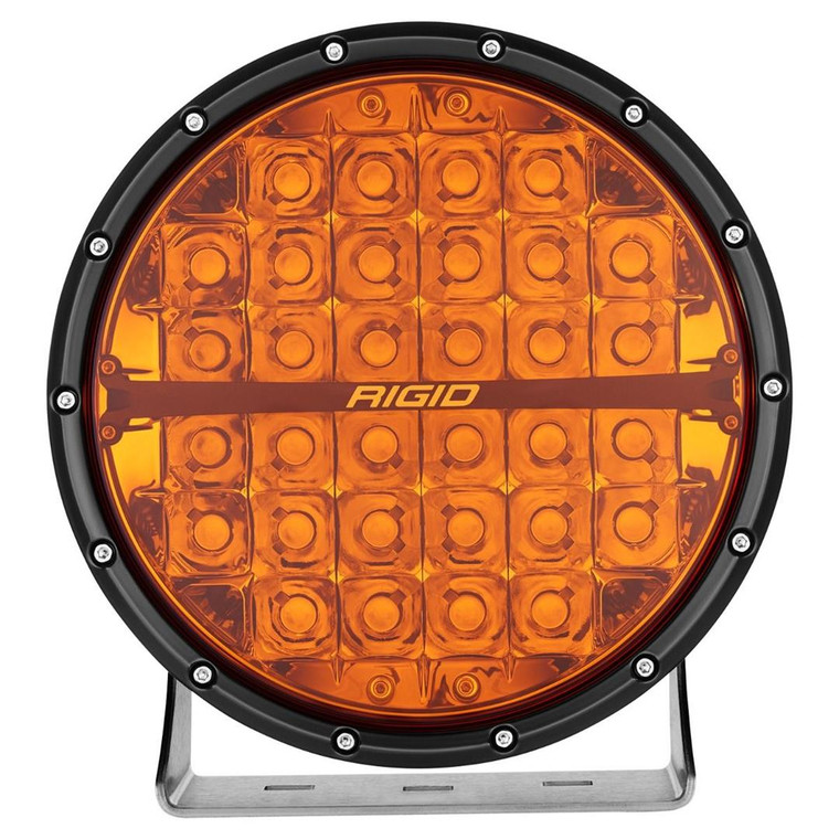 Rigid Lighting Driving/Fog Light 36522 Driving/Fog Light; 360 Series; LED Bulb; 9 Inch Round; 189 Watt; 13.6 AMP Draw; Spot Beam; 23232 Raw Lumens; Amber Pro Lens; Black Housing; Surface Mount; Mounting Hardware And Stainless Steel U-Shape Bracket